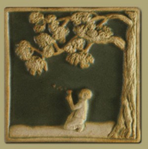 Children's Series Boy with Dandelion Tile - Product Image