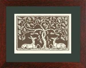 Oak Park framed "Deer & Oak" Letterpress Printed Notecard - Product Image