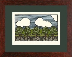 Oak Park framed \"Pear Trees from Nature\" Letterpress Printed Notecard - Product Image