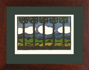 Oak Park framed \"Orange Trees from Nature\" Letterpress Printed Notecard - Product Image
