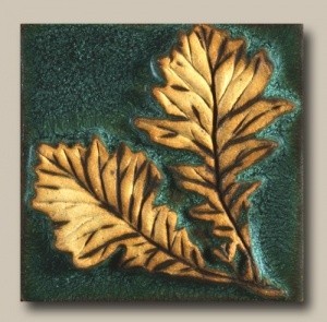 Double Oak Leaves 4" Tile - Product Image