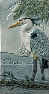 NEW! "Great Blue Heron" 4x8 tile, by artist John Beasley - Product Image