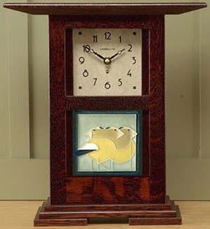 Prairie style 4" tile clock 