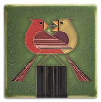 6" x 6" Redbird Romance by Motawi Tileworks - Product Image